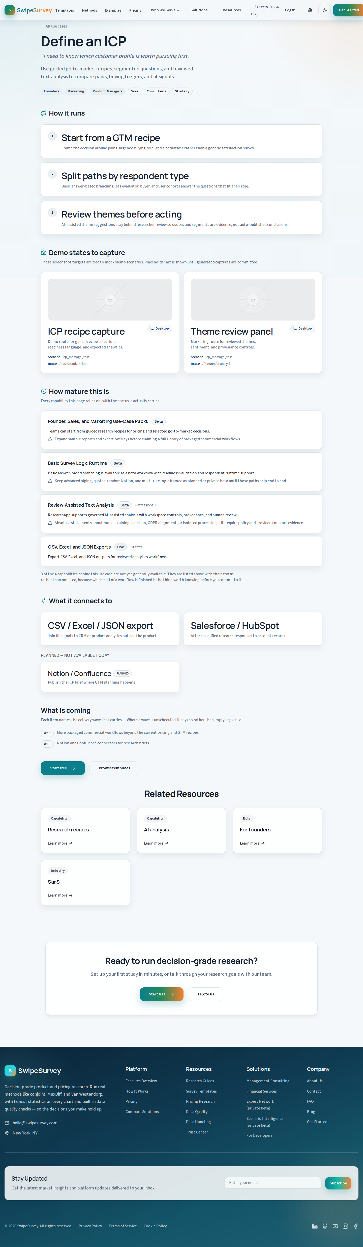 Desktop ICP and message-fit workflow.